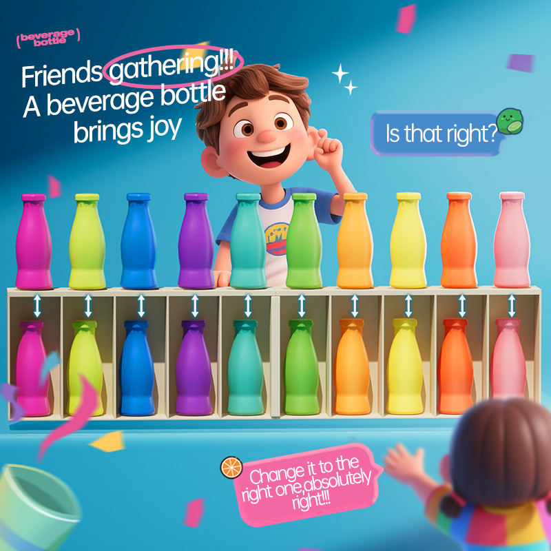 Cooperative Card Game - Permainan Papan Mencocokkan Warna Minuman Baru,