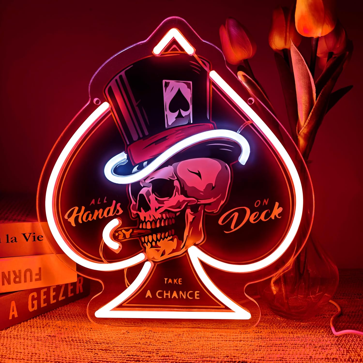 Lampu Neon Skull Ace of Spades - Board Game Hotel ulasan dan harga