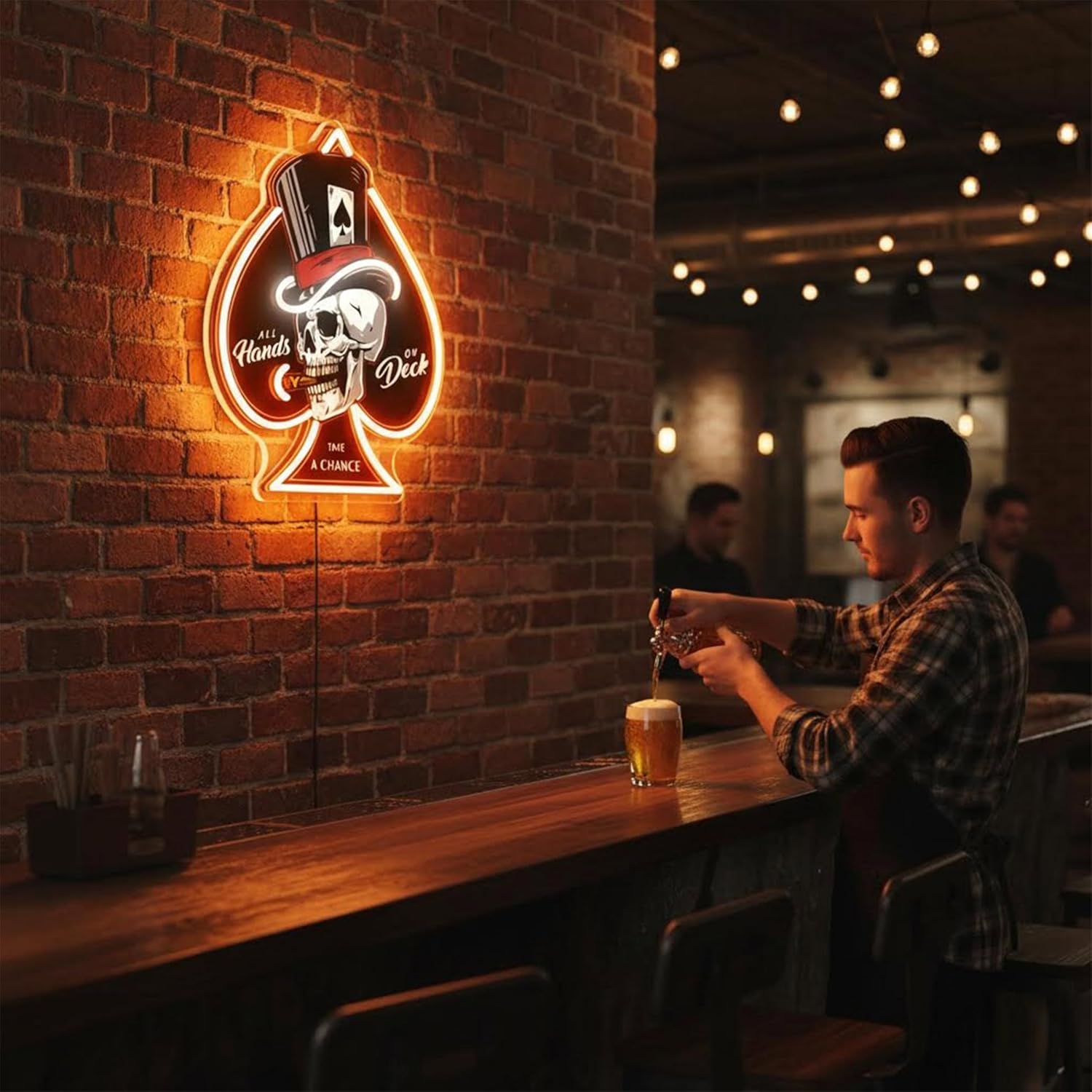 Lampu Neon Skull Ace of Spades - Board Game Hotel ulasan dan harga